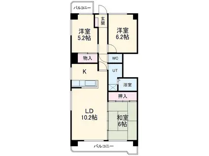 サンシャイン石刀(3LDK/3階)の間取り写真