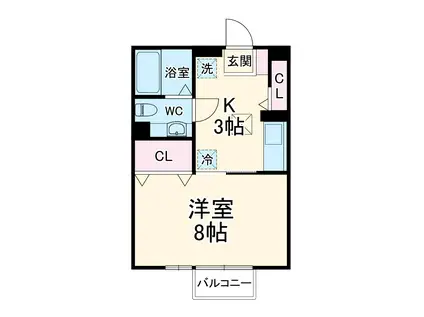 モナリエ中浦和(1K/1階)の間取り写真