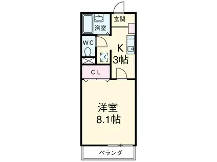 グランデージフルール(1K/2階)の間取り写真