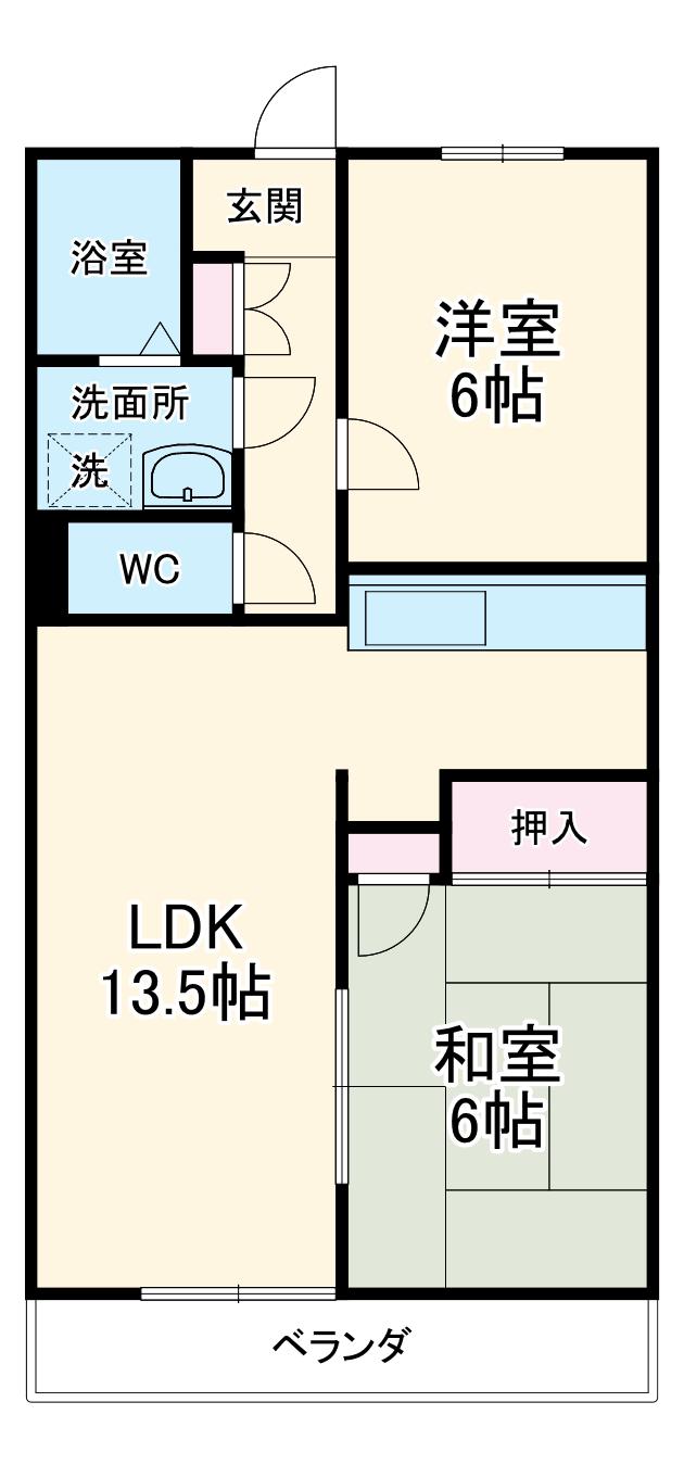 ウエストヒルズマルカ(2LDK/4階)の間取り写真