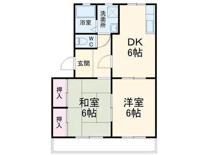 スカイハイツフジ(2DK/1階)の間取り写真