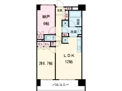 HF若林公園レジデンス(2LDK/4階)の間取り写真