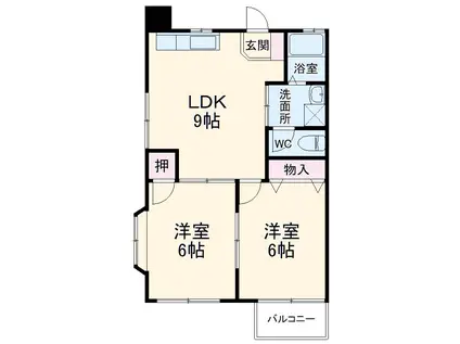 エクセランス木曽川(2DK/2階)の間取り写真