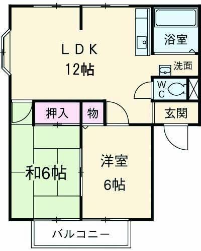 ベジェッサA・B(2LDK/1階)の間取り写真