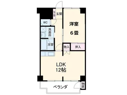白河ハイツ(1LDK/3階)の間取り写真
