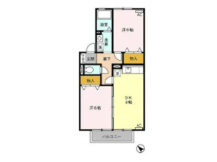 エム鷹丘(2DK/2階)の間取り写真