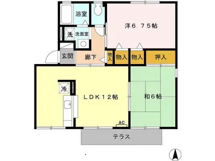 ハイカムール野田(2LDK/1階)の間取り写真