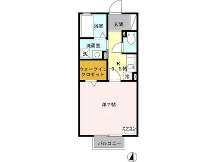 ラ・カルティエ(1K/2階)の間取り写真