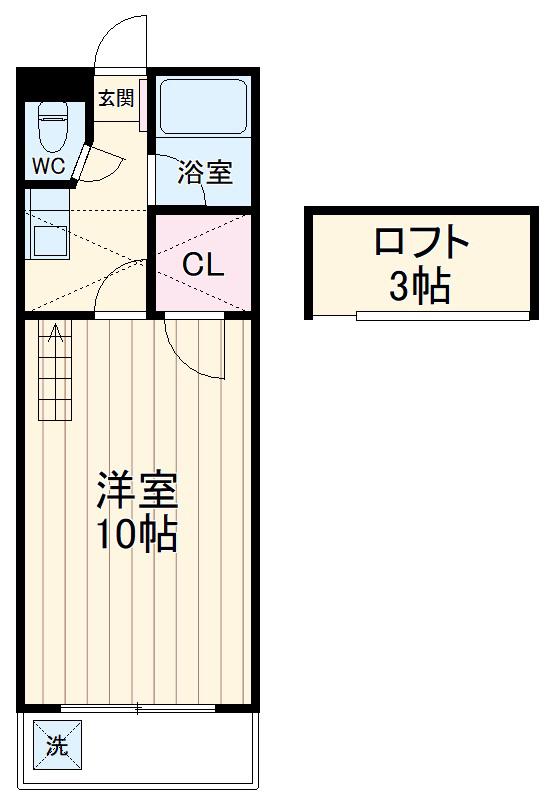 セザンヌ下地(1K/2階)の間取り写真
