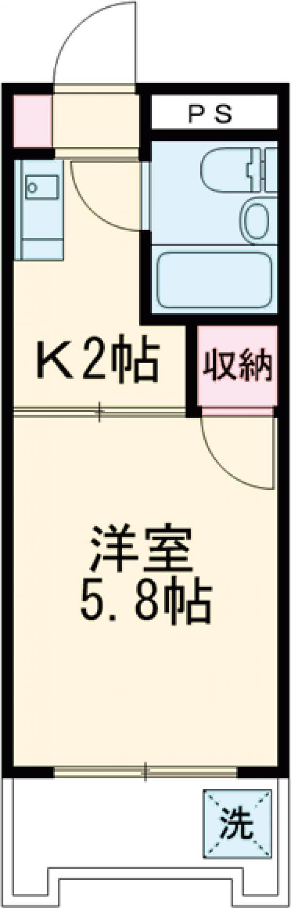 ハイタウン駒沢公園(1K/2階)の間取り写真