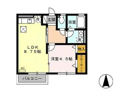 モナリエローザ(1DK/1階)の間取り写真