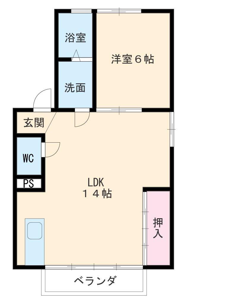 TERRACE高野Ⅰ(1LDK/2階)の間取り写真
