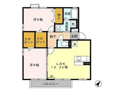 ウィルモア蔵子 B(2LDK/2階)の間取り写真