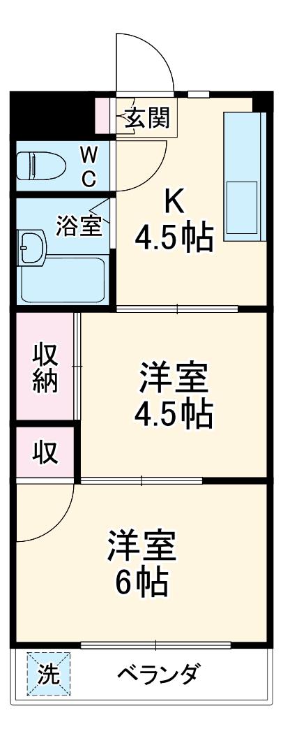 宮根第Ⅱコーポ(2DK/2階)の間取り写真