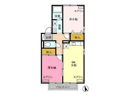 セジュール南 C(2LDK/2階)の間取り写真