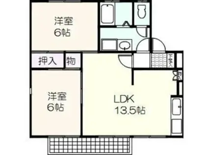 プロヴァンス飯村(2LDK/2階)の間取り写真