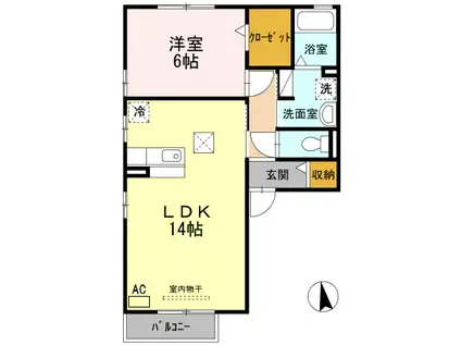 ウィルモア宮下(1LDK/1階)の間取り写真