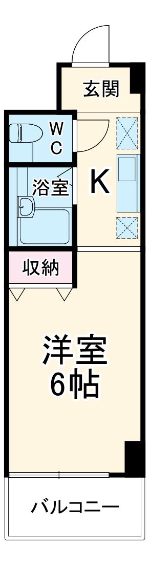 ペニーレーン大倉山(1K/3階)の間取り写真
