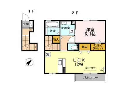セジュールサクシード(1LDK/2階)の間取り写真