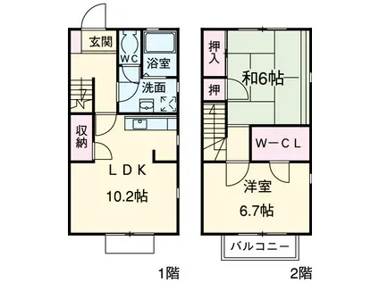 フローレス C棟(2LDK)の間取り写真