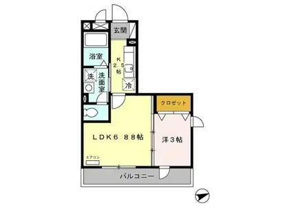 トレビナ中浦和(2K/3階)の間取り写真