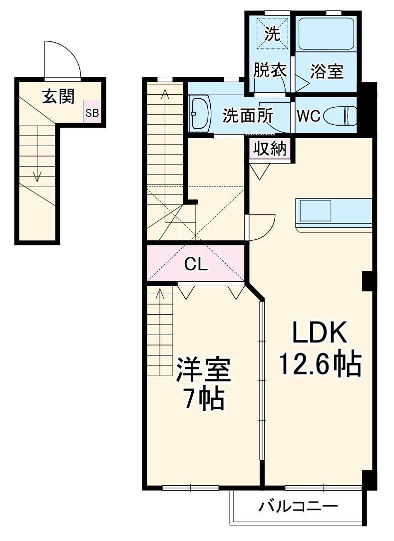 フローリッシュ(1LDK/2階)の間取り写真
