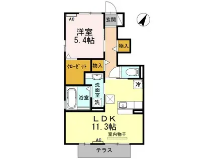 HIBARI(1LDK/1階)の間取り写真