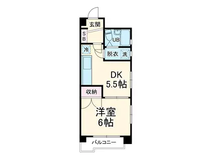 吉本ビル(1DK/3階)の間取り写真