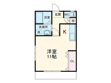 センティアHIRONO Ⅴ(ワンルーム/2階)の間取り写真