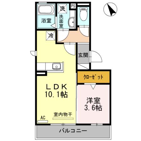 エスペランサ C棟(1LDK/3階)の間取り写真
