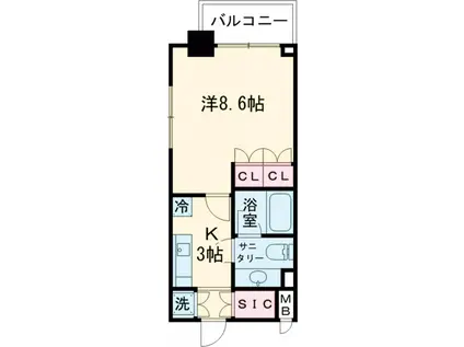 カスタリア雪谷(1K/5階)の間取り写真