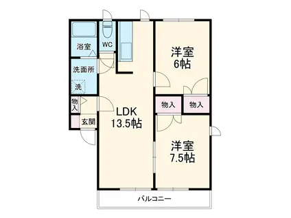 ビートルタウンパーク E棟(2LDK/2階)の間取り写真