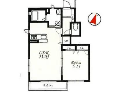 プラネットⅢ(1LDK/1階)の間取り写真