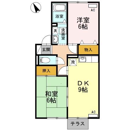 ウエストコート川崎(2DK/1階)の間取り写真