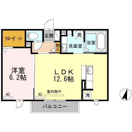 オッツ小桜(1LDK/2階)の間取り写真