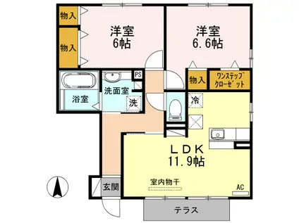 D-ROOM本野(2LDK/1階)の間取り写真