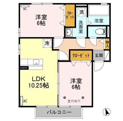 スカイコートA(2LDK/2階)の間取り写真