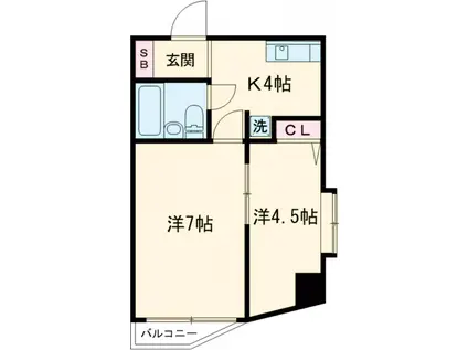 ベルメゾン田園調布(2K/3階)の間取り写真
