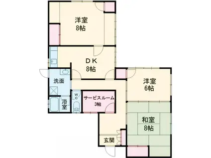 水戸線 小田林駅 徒歩49分 1階建 築45年(3SDK)の間取り写真
