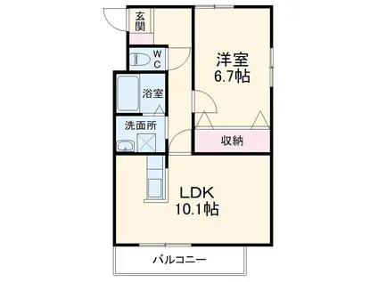 アモリールⅡ(1LDK/1階)の間取り写真