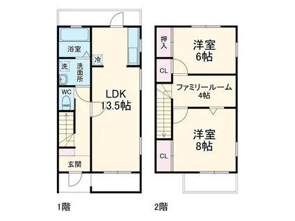 Deux pont B棟(2LDK)の間取り写真