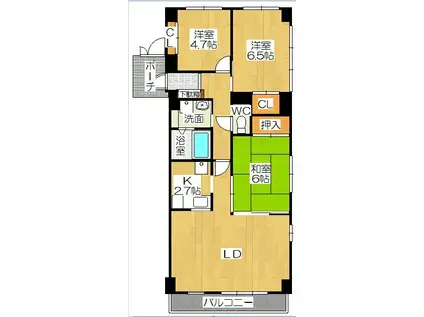 グランコート佐藤(3LDK/4階)の間取り写真