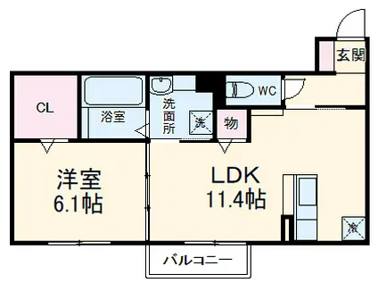 コンフォート梓(1LDK/2階)の間取り写真