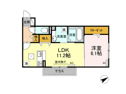 オアシス西小鷹野(1LDK/2階)の間取り写真
