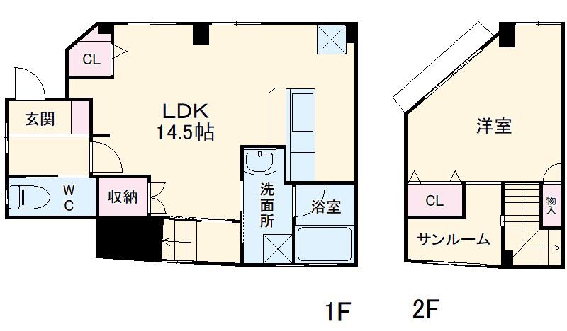 八通町賃貸住宅(1LDK)の間取り写真
