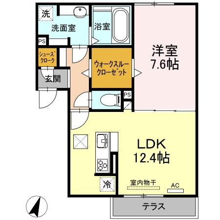 ファームヴィレッジ三番館(1LDK/1階)の間取り写真