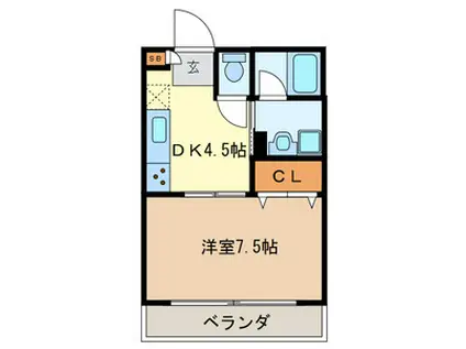 SKハイツ(1DK/1階)の間取り写真