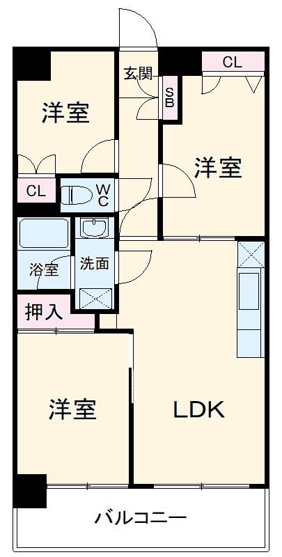 HARU菊名Ⅱ(2SLDK/4階)の間取り写真