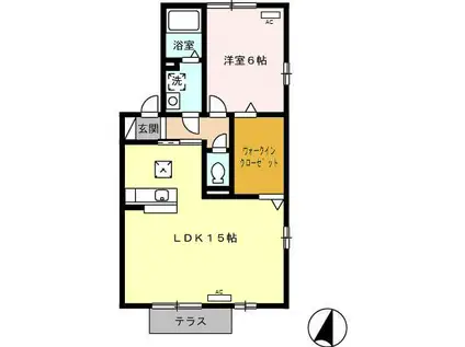 アメニティ・スリーオーB棟(1LDK/1階)の間取り写真