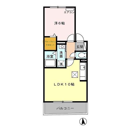 ラ・テール B(1LDK/1階)の間取り写真